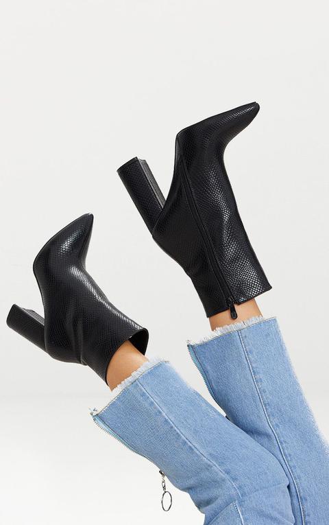 Black High Point Ankle Boot