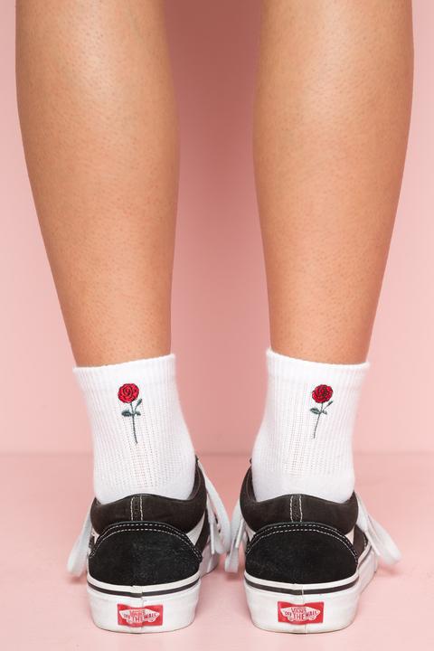 Rose Embroidery Socks