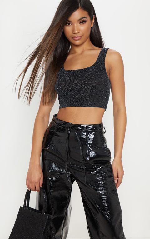 black glitter crop top
