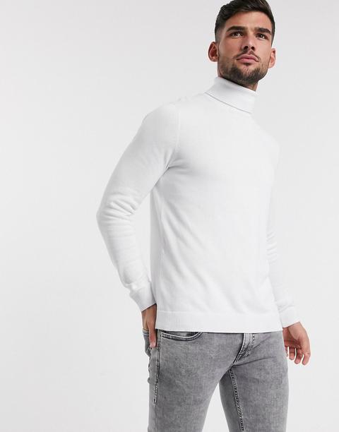 Topman Roll Neck Jumper In White