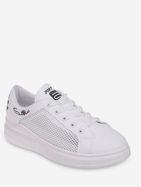 Scarpe Casual A Rete Con Dettagli Ricamati Black Red