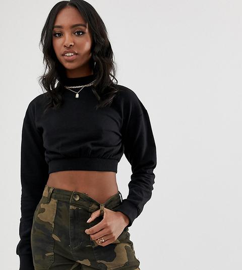 Asos Design Tall - Felpa Molto Corta Nera - Nero