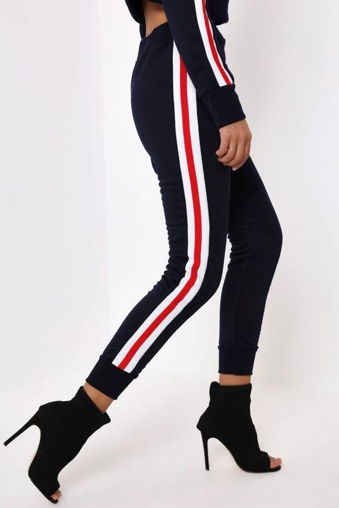 Navy Joggers With Trim