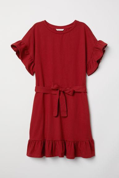 H & M - Abito In Jersey Con Volant - Rosso