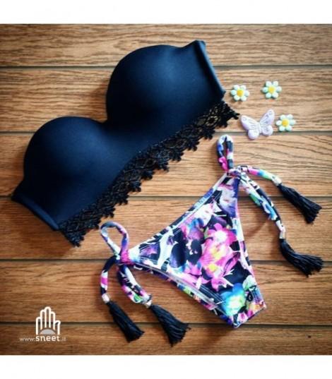 Bikini Balcony Nero Fiori