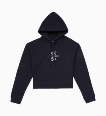 calvin klein cropped logo hoodie