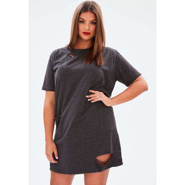 plus size distressed t shirt dress