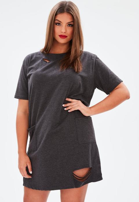 plus size distressed t shirt dress