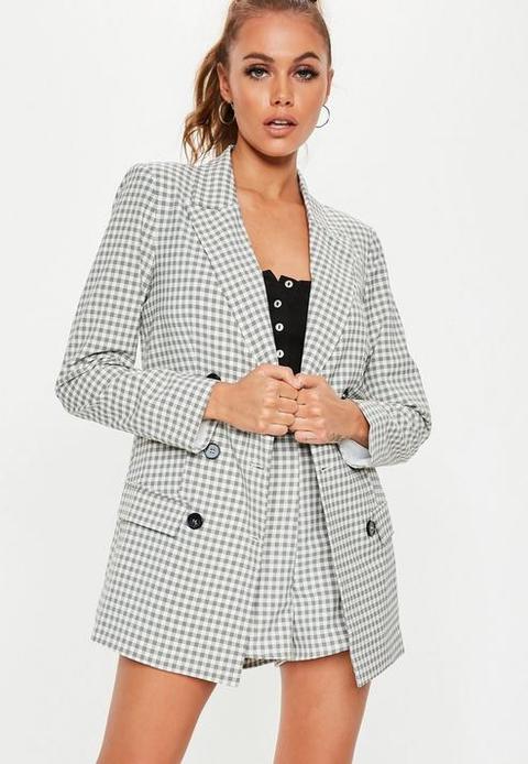 Grey Checked Co Ord Blazer, Grey