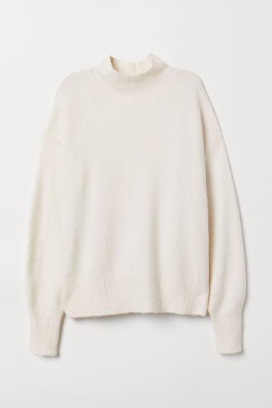 H & M - Jersey Con Cuello Chimenea - Blanco