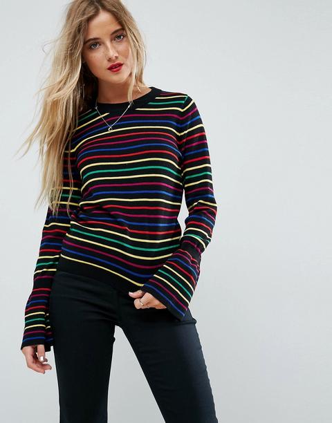 Jersey Con Rayas De Arco Iris Y Mangas Acampanadas De Asos
