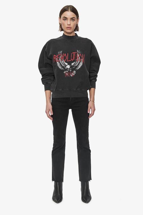 Anine Bing Saint Sweatshirt Revolution In Washed Black