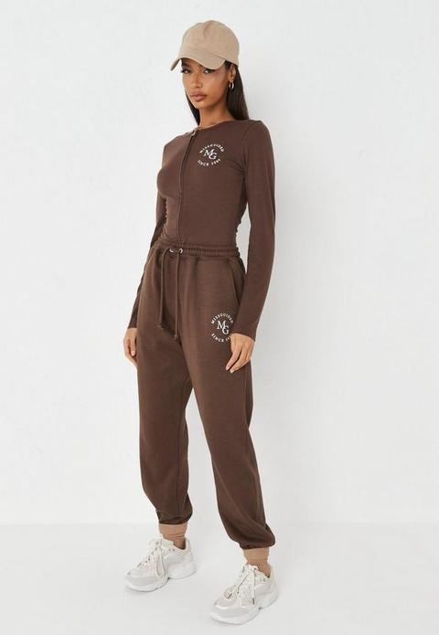Chocolate Missguided Oversized 90's Joggers, Brown