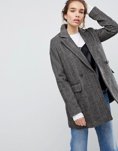 Pull&bear - Cappotto Doppiopetto A Quadri - Grigio