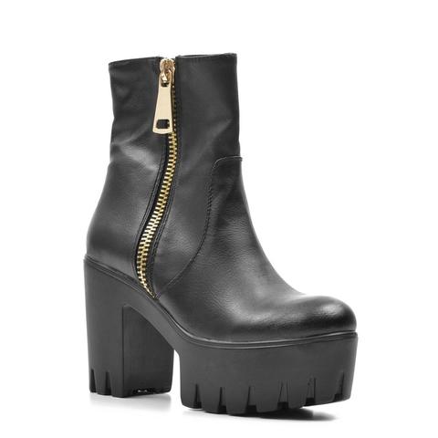 Serena - Black Ankle Boots Lateral Zip