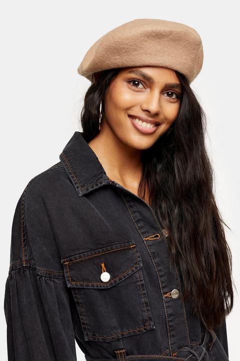 Camel Wool Blend Beret