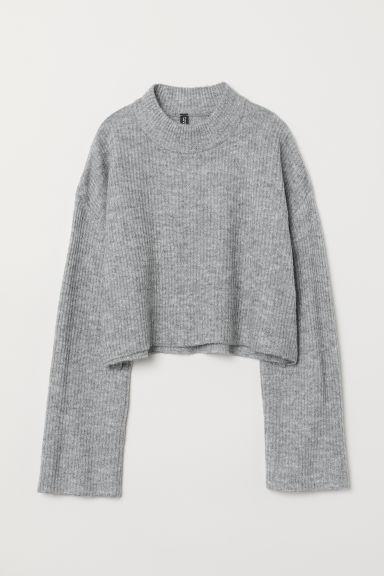 H & M - Knitted Turtleneck Jumper - Grey