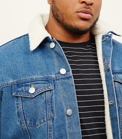 plus size borg denim jacket