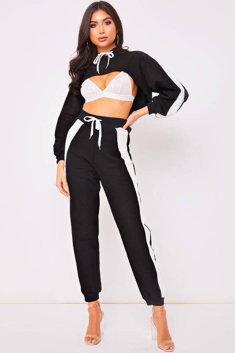 Mia White & Black Super Cropped Panel Lounge Set