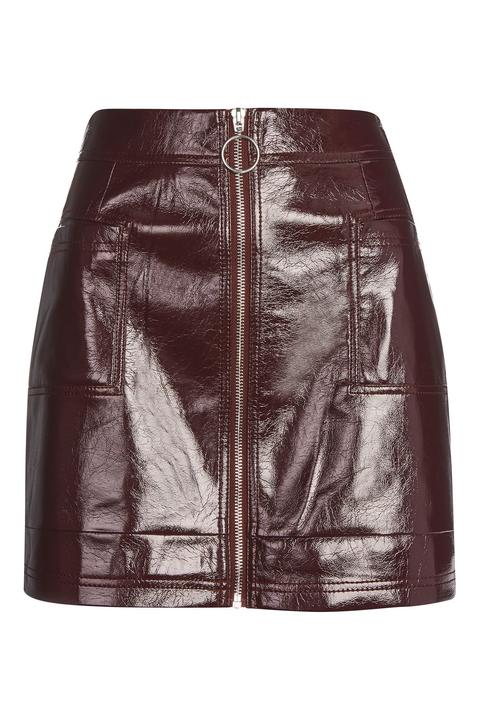 Cracked Vinyl Zip Mini Skirt