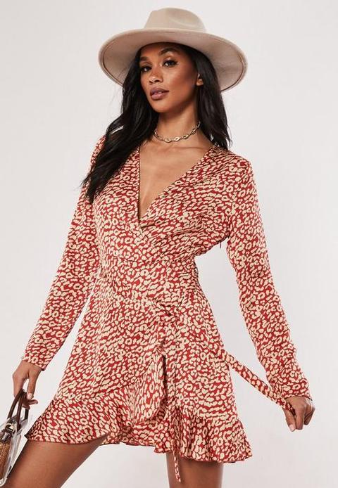 missguided leopard print wrap dress