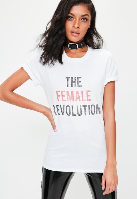 White Slogan Female Revolution T-shirt, White