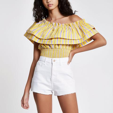 White Denim High Rise Hot Pants