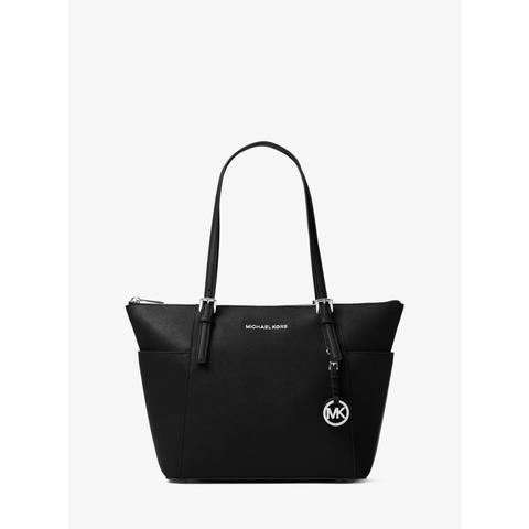 Mkbolso Tote Jet Set De Piel De Grano Cruzado Con Cremallera Superior - Negro(negro) - Michael Kors