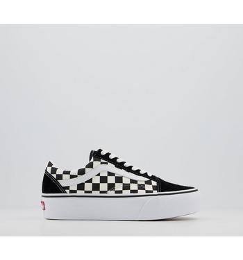 Vans Old Skool Platform Trainers Black Checkerboard True White