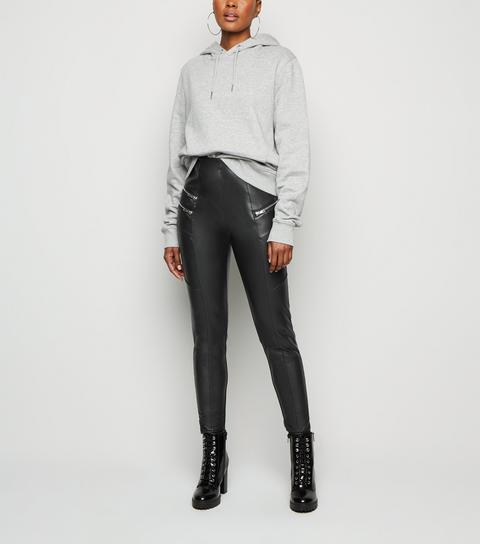 Leather Biker Leggings New Look