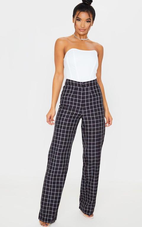 Black Checked Straight Leg Trouser