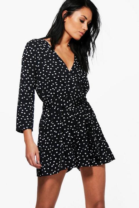 boohoo polka dot playsuit