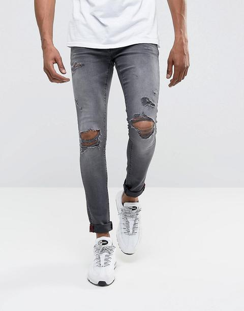 Dml Jeans - Jeans Super Skinny Spray Con Strappi Alle Ginocchia Grigi -  Grigio from ASOS on 21 Buttons