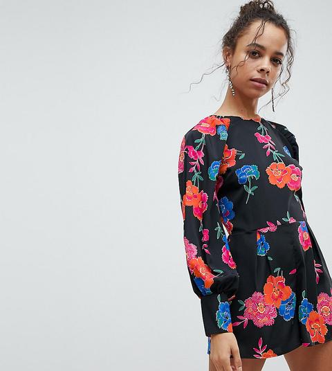 Asos Petite - Salopette Corta Da Giorno A Fiori - Multicolore