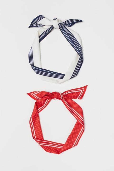H & M - Foulard Per Capelli, 2 Pz - Rosso