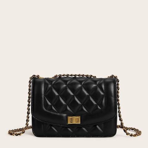 Twist Lock Quilted Chain Bag