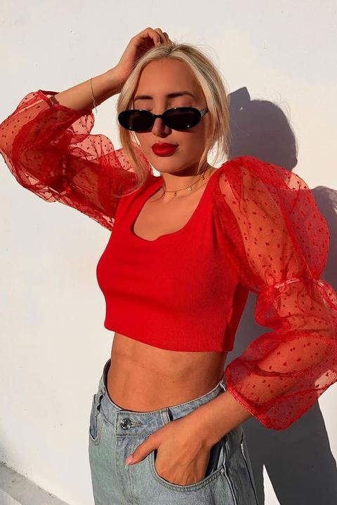 red organza top