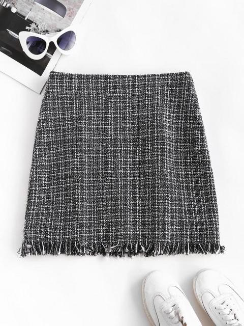 Mini Falda A Cuadros De Tweed Black