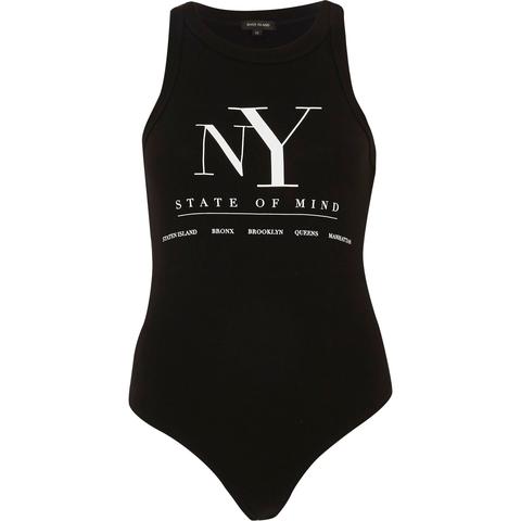 Black 'nyc' Sleeveless Bodysuit