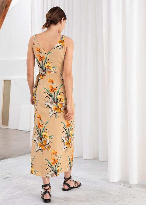 print midi wrap dress