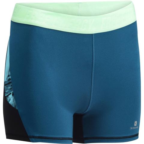 Short Fitness Cardio Mujer Negro Y Azul 500 Domyos Domyos