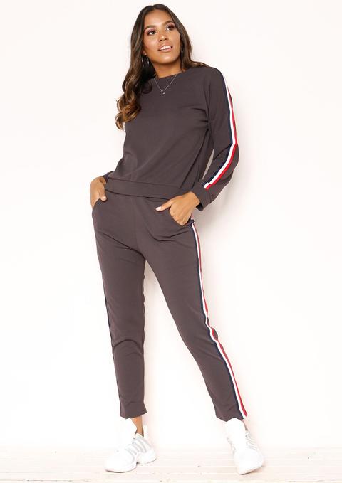 Stella Grey Striped Jumper Loungewear Set