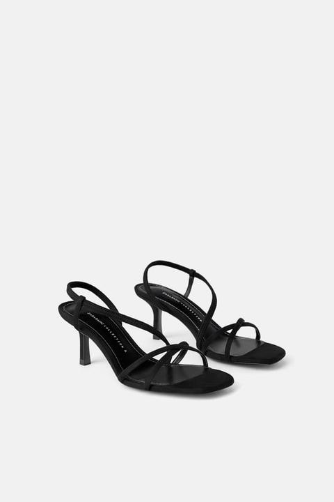Mid-height Heeled Elastic Strap Sandals