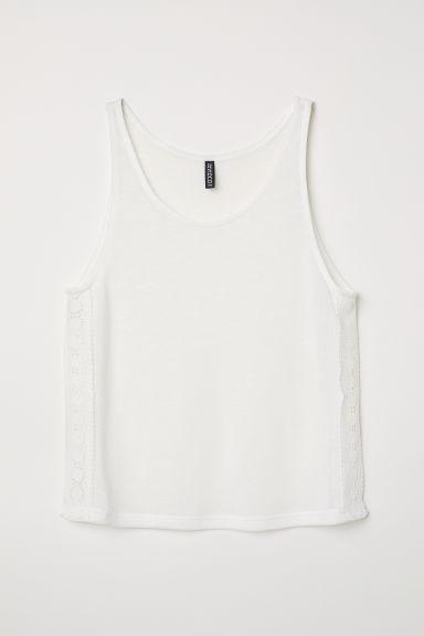 H & M - Canotta Con Pizzo - Bianco