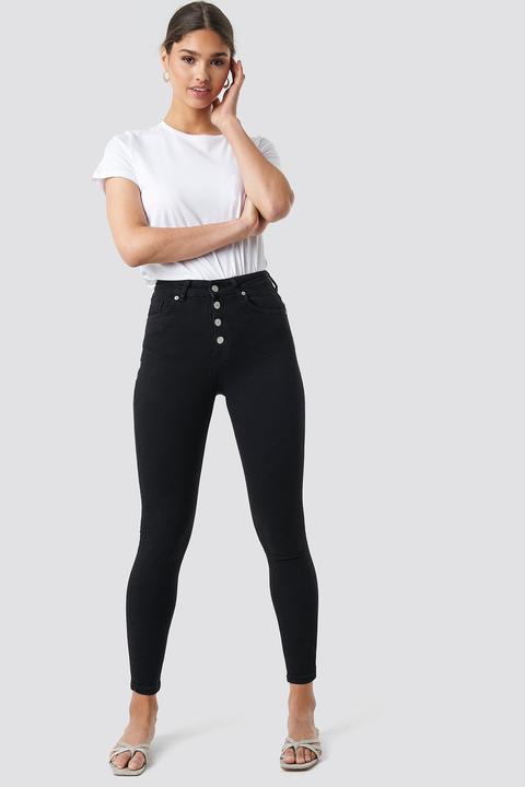 Skinny High Waist Button Zipper Jeans