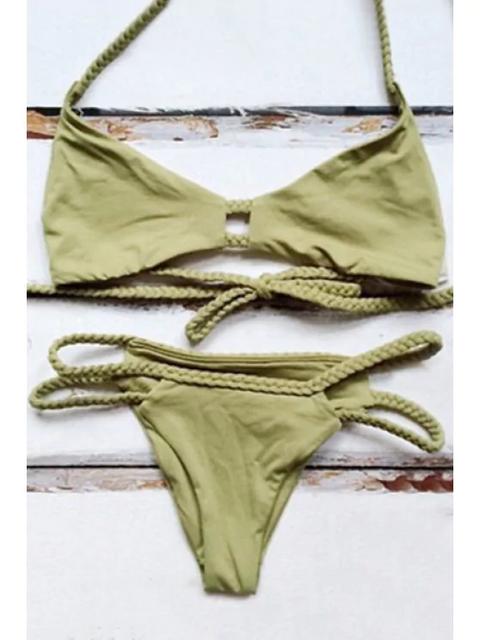 Halter Verde Braid Bikini Set