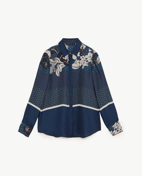 Camicia Con Stampa Floreale E A Pois