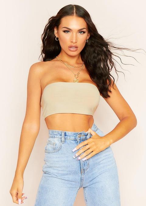 Stella Champagne Bandeau Crop Top