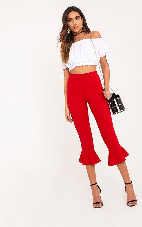 Red Flare Hem Trouser, Red