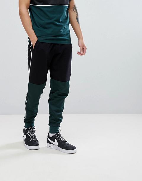 Joggers De Corte Slim De Chándal De Conjunto Negros Con Diseño Colour Block De Asos